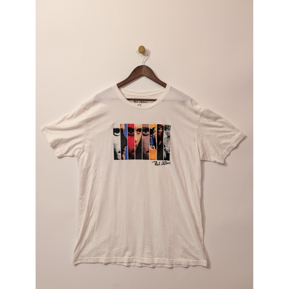 Phil Collins Graphic T-Shirt Mens 2X White Excellent Short Sleeve Rock Band Tee